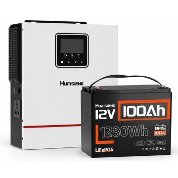 1,28 кВт*год LiFePO4 Комплект резервного живлення Humsienk інвертор 1 кВт + 12V/100Ah акумулятор