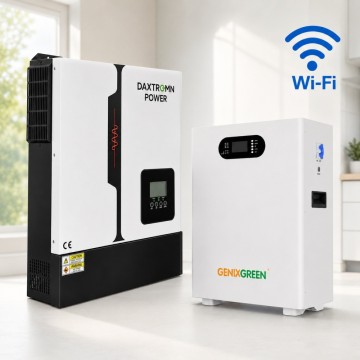 11 кВт LiFePO4 Комплект резервного живлення з Wi-Fi інвертор Daxtromn Power + 51,2V 100Ah акумулятор з LCD-дисплеєм Genix Green