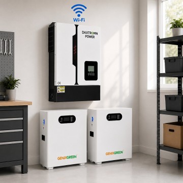 11 кВт LiFePO4 Комплект резервного живлення з Wi-Fi інвертор Daxtromn Power + 2 акумулятора 51,2V з LCD-дисплеєм Genix Green