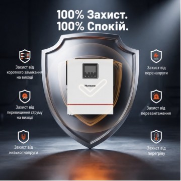 2,5 кВт*год LiFePO4 Комплект резервного живлення Humsienk інвертор 1 кВт + 12V/200Ah акумулятор CyperOcean