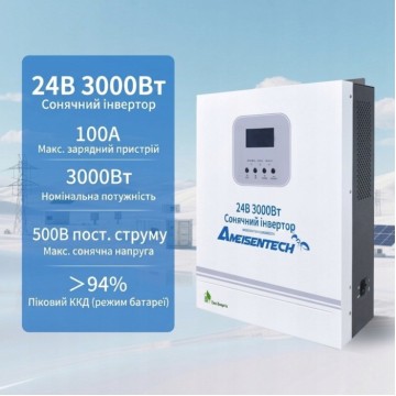 3 кВт LiFePO4 Комплект резервного живлення Інвертор Ameisentech + 2 акумулятора 12V/100Ah CyperOcean з BMS для квартири, будинку