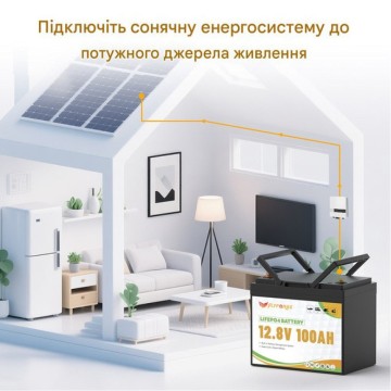 LiFePO4 12V/100Ah Акумулятор FLYFOREE для резервного живлення будинку, квартири, Вбудована BMS, Bluetooth APP