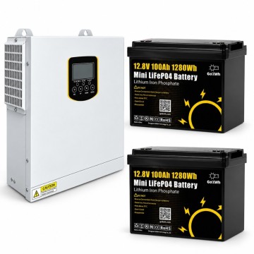3,5 кВт LiFePO4 Комплект резервного живлення інвертор Daxtromn Power + 2 Акумулятори 12V/100Ah GoKWh Mini для будинку, квартири