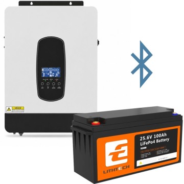 4.2кВа LiFePO4 Комплект резервного живлення Інвертор Daxtromn SP-4200 + акумулятор 24V 100Ah Lithtech з Bluetooth
