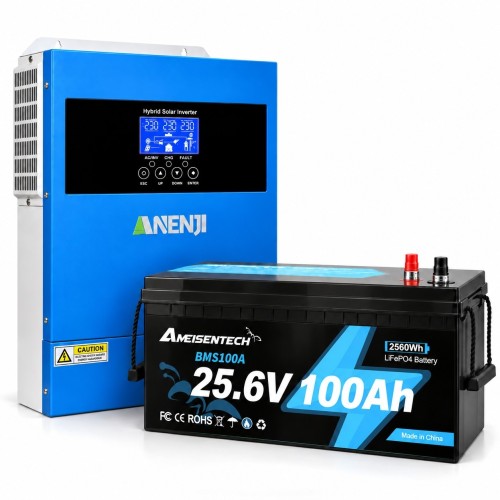 4.2 кВт LiFePO4 Комплект резервного живлення Інвертор Anenji WiFi 24 В + акумулятора 25.6V 100Ah Ameisentech