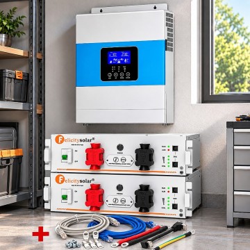 6.5 кВа LiFePO4 Felicity Solar Комплект резервного живлення:Гібридний інвертор Daxtromn SC-HFK-5500-48 + 2 акумулятора FLA48100UG1