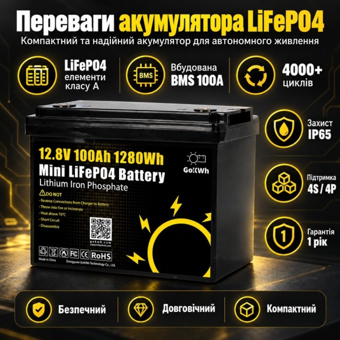 3,5 кВт LiFePO4 Комплект резервного живлення інвертор Daxtromn Power + 2 Акумулятори 12V/100Ah GoKWh Mini для будинку, квартири 3,5 кВт LiFePO4 Комплект резервного живлення інвертор Daxtromn Power + 2 Акумулятори 12V/100Ah GoKWh Mini для будинку, квартири