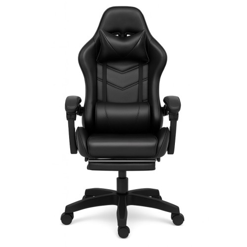 Геймерське крісло Gamery підставка для ніг, ігрове, комп'ютерне Чорне