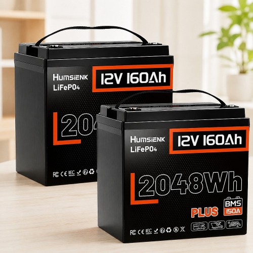 Комплект LiFePO4 4096 Вт*год 12V/160Ah 2 акумулятора Humsienk 2048 Вт для систем резервного живлення