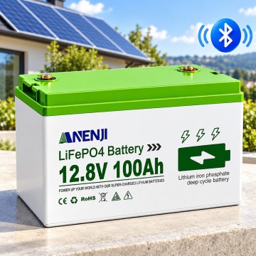 LiFePO4 12V/100Ah Акумулятор Anenji з Bluetooth для резервного живлення будинку, квартири з BMS
