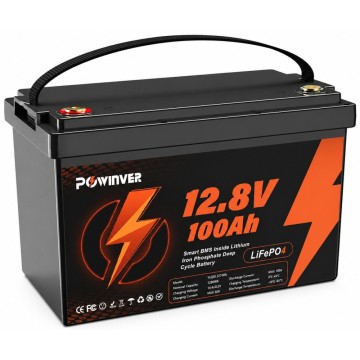 LiFePO4 12V 100Ah Акумулятор Powinver 1280Wh, 100A, BMS