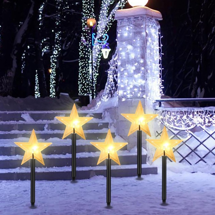 Садові світильники зі зірками 5шт. LED, таймер 6 годин, теплий білий Садові світильники зі зірками 5шт. LED, таймер 6 годин, теплий білий