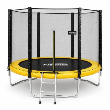 Батут Fitonix 252 см + зовнішня сітка + сходи чорно-жовтий