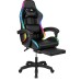 Крісло геймерське ProGame з RGB підсвіткою GX-150, підставка для ніг, комп'ютерне ігрове
