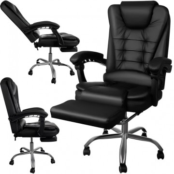 Офісне крісло Boss 23286 Premium з масажною подушкою, з підніжкою Чорне комп'ютерне крісло